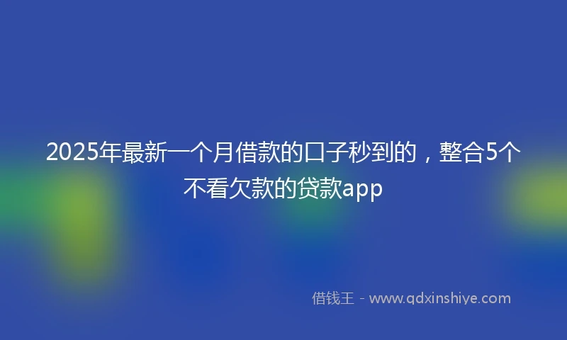 2025年最新一个月借款的口子秒到的，整合5个不看欠款的贷款app