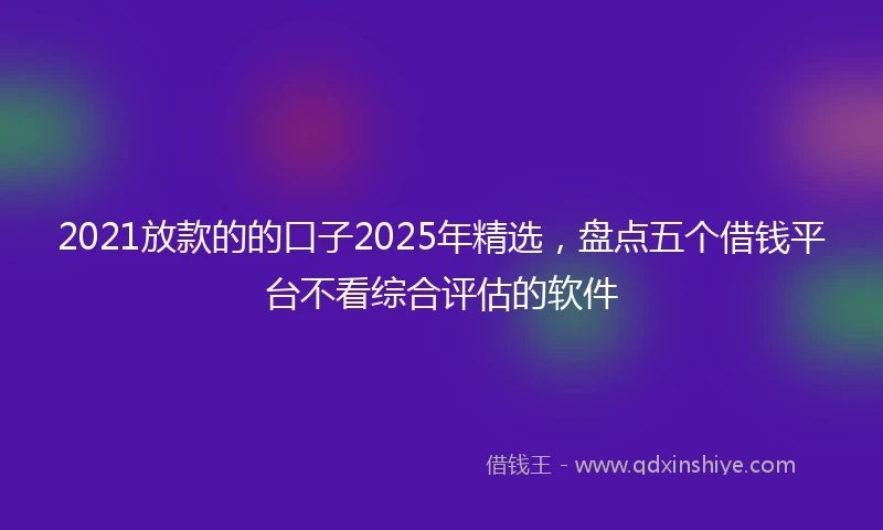 2021放款的的口子2025年精选，盘点五个借钱平台不看综合评估的软件