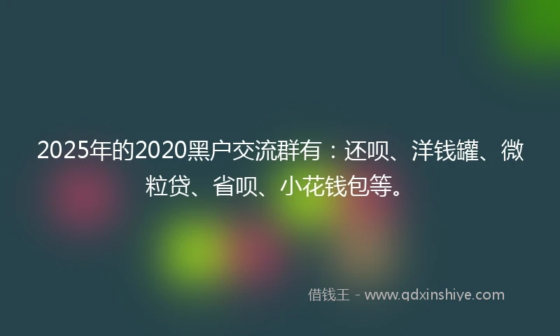2025年的2020黑户交流群有：还呗、洋钱罐、微粒贷、省呗、小花钱包等。