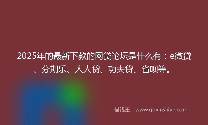 2025年的最新下款的网贷论坛是什么有：e微贷、分期乐、人人贷、功夫贷、省呗等。