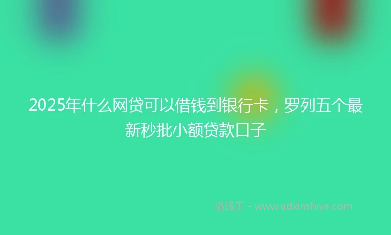 2025年什么网贷可以借钱到银行卡，罗列五个最新秒批小额贷款口子