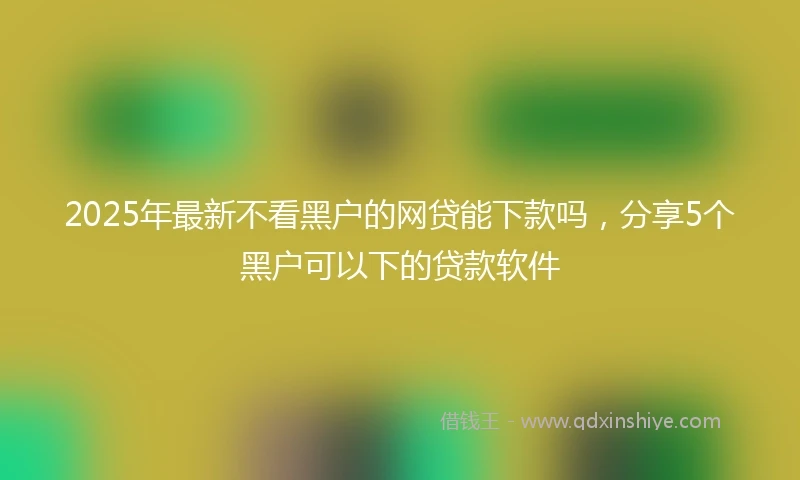 2025年最新不看黑户的网贷能下款吗，分享5个黑户可以下的贷款软件