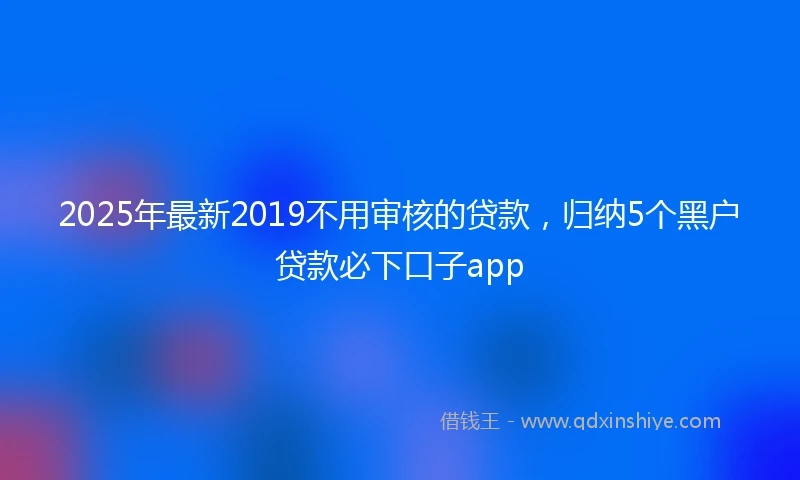 2025年最新2019不用审核的贷款，归纳5个黑户贷款必下口子app