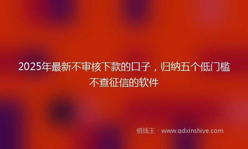2025年最新不审核下款的口子，归纳五个低门槛不查征信的软件