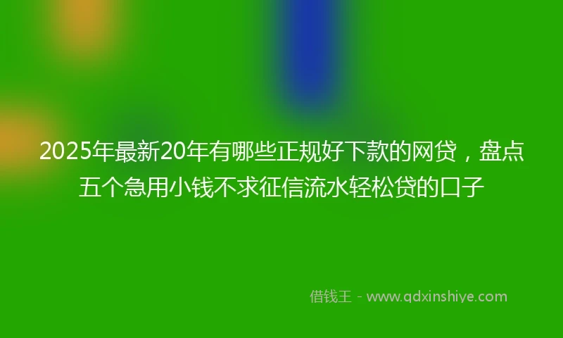2025年最新20年有哪些正规好下款的网贷，盘点五个急用小钱不求征信流水轻松贷的口子