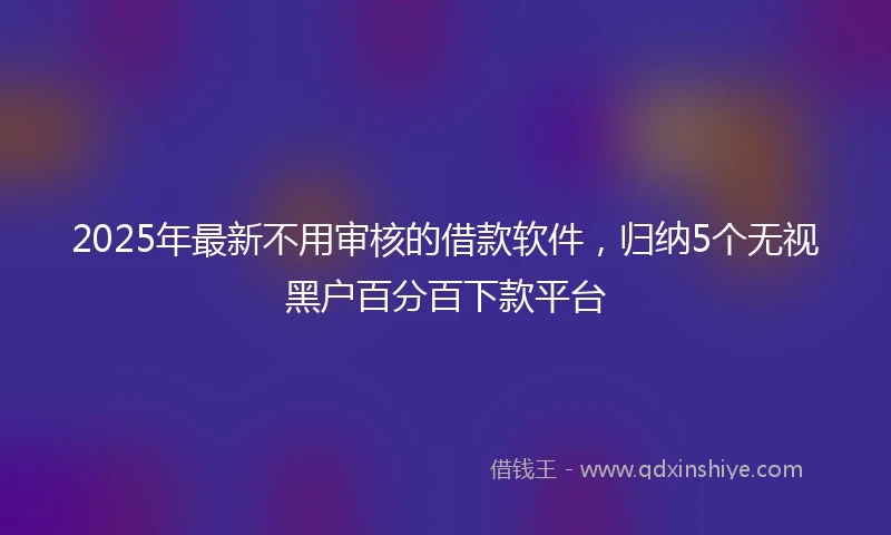 2025年最新不用审核的借款软件，归纳5个无视黑户百分百下款平台