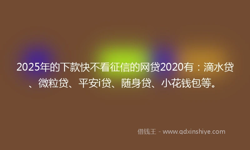 2025年的下款快不看征信的网贷2020有：滴水贷、微粒贷、平安i贷、随身贷、小花钱包等。