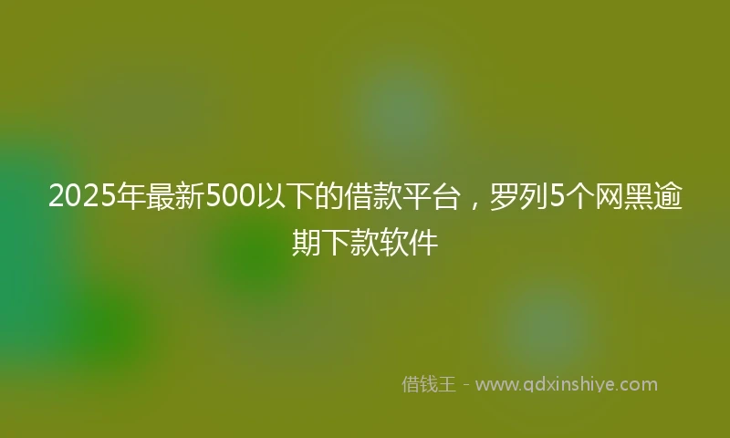 2025年最新500以下的借款平台，罗列5个网黑逾期下款软件