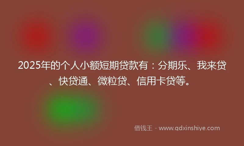 2025年的个人小额短期贷款有：分期乐、我来贷、快贷通、微粒贷、信用卡贷等。