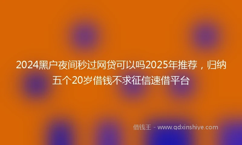 2024黑户夜间秒过网贷可以吗2025年推荐，归纳五个20岁借钱不求征信速借平台