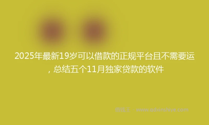 2025年最新19岁可以借款的正规平台且不需要运，总结五个11月独家贷款的软件