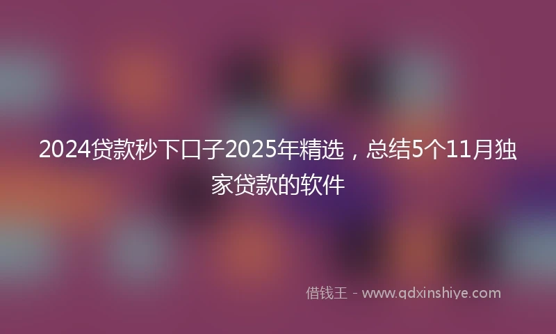 2024贷款秒下口子2025年精选，总结5个11月独家贷款的软件