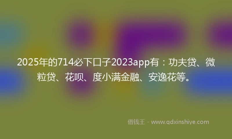2025年的714必下口子2023app有：功夫贷、微粒贷、花呗、度小满金融、安逸花等。