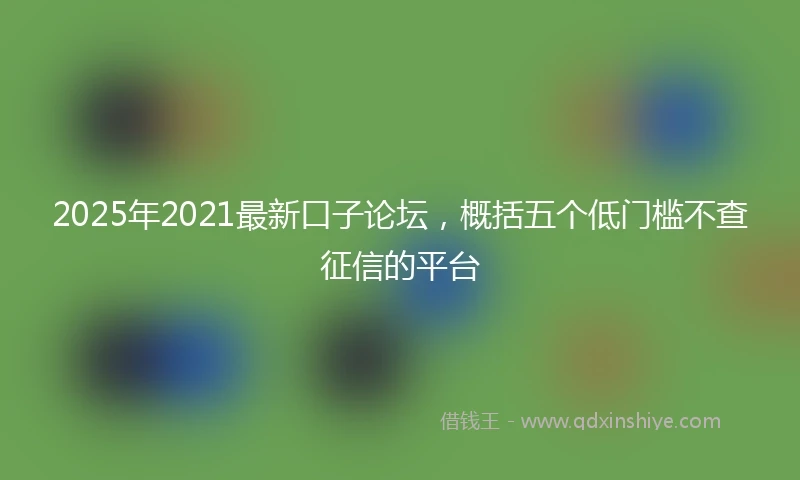2025年2021最新口子论坛，概括五个低门槛不查征信的平台