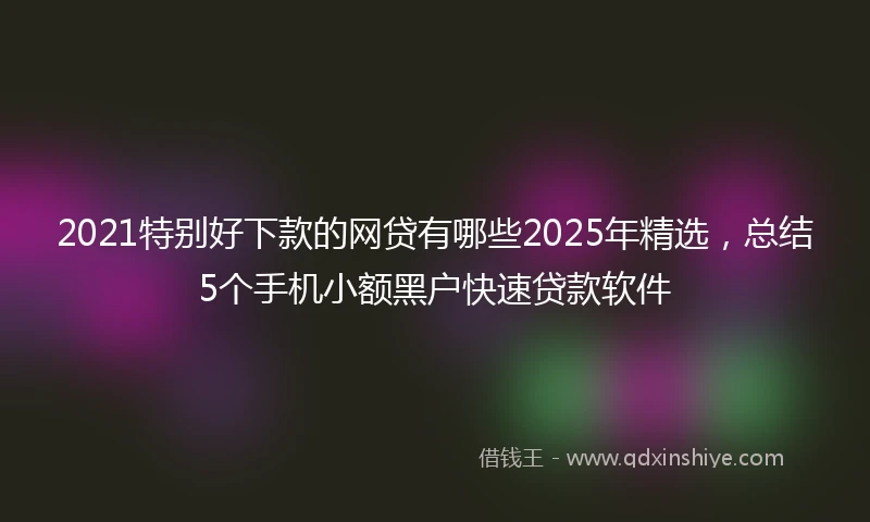 2021特别好下款的网贷有哪些2025年精选，总结5个手机小额黑户快速贷款软件