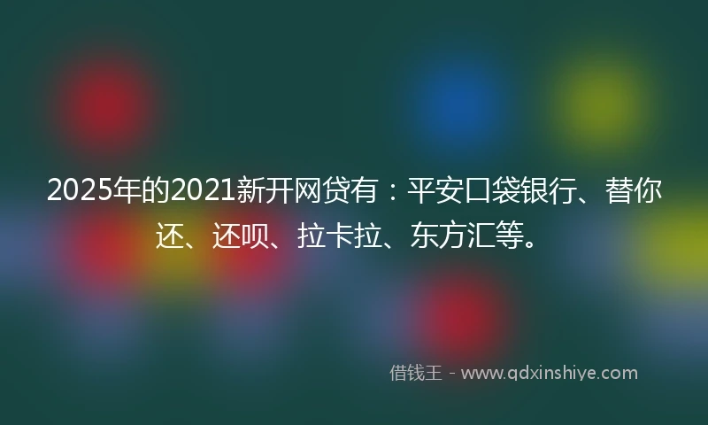 2025年的2021新开网贷有：平安口袋银行、替你还、还呗、拉卡拉、东方汇等。