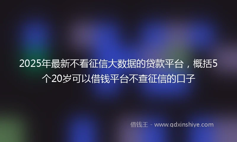 2025年最新不看征信大数据的贷款平台，概括5个20岁可以借钱平台不查征信的口子