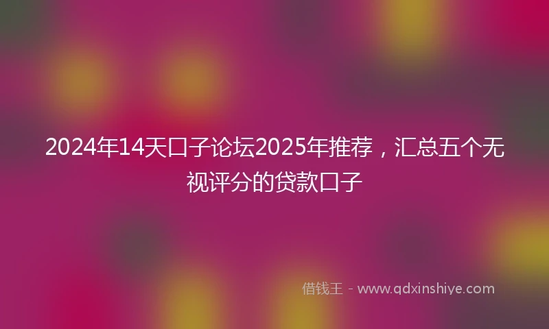 2024年14天口子论坛2025年推荐，汇总五个无视评分的贷款口子