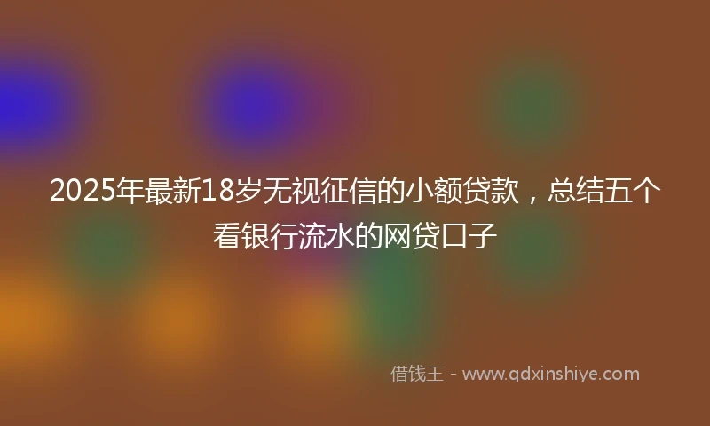 2025年最新18岁无视征信的小额贷款，总结五个看银行流水的网贷口子