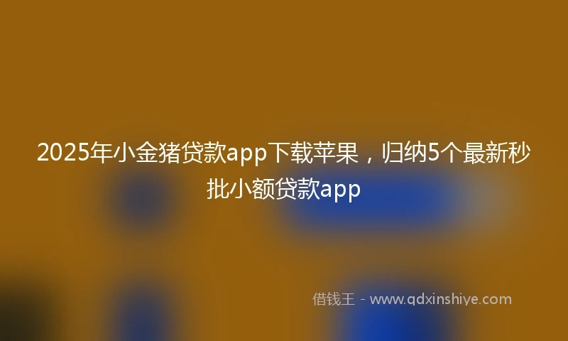 2025年小金猪贷款app下载苹果，归纳5个最新秒批小额贷款app