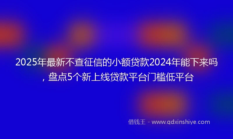 2025年最新不查征信的小额贷款2024年能下来吗，盘点5个新上线贷款平台门槛低平台