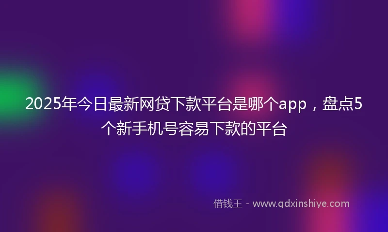 2025年今日最新网贷下款平台是哪个app，盘点5个新手机号容易下款的平台