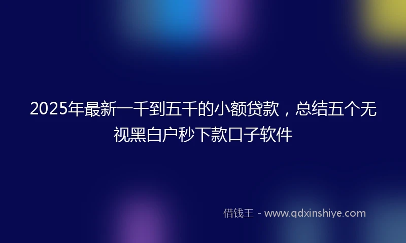 2025年最新一千到五千的小额贷款，总结五个无视黑白户秒下款口子软件