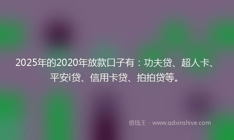 2025年的2020年放款口子有：功夫贷、超人卡、平安i贷、信用卡贷、拍拍贷等。