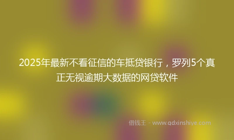 2025年最新不看征信的车抵贷银行，罗列5个真正无视逾期大数据的网贷软件