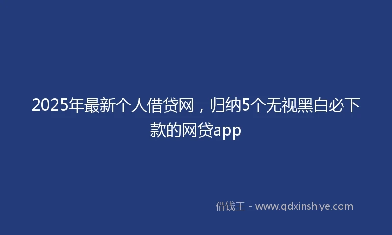 2025年最新个人借贷网，归纳5个无视黑白必下款的网贷app
