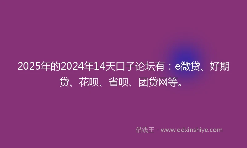 2025年的2024年14天口子论坛有：e微贷、好期贷、花呗、省呗、团贷网等。