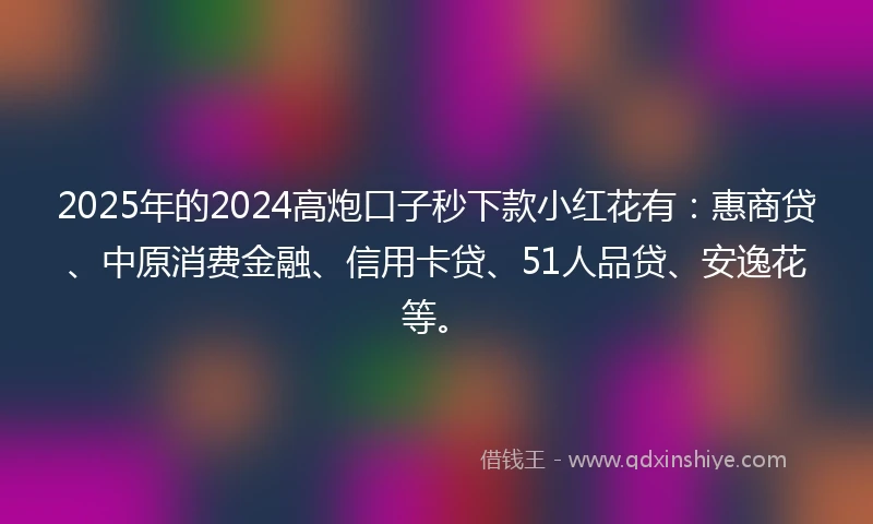 2025年的2024高炮口子秒下款小红花有：惠商贷、中原消费金融、信用卡贷、51人品贷、安逸花等。