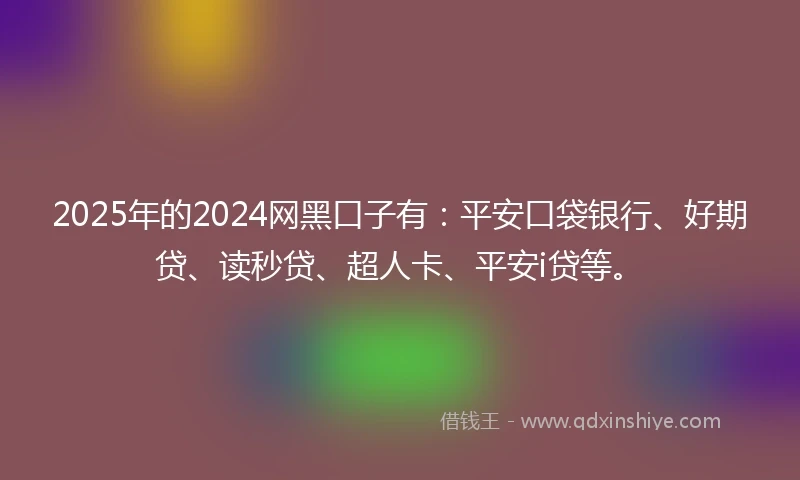 2025年的2024网黑口子有：平安口袋银行、好期贷、读秒贷、超人卡、平安i贷等。