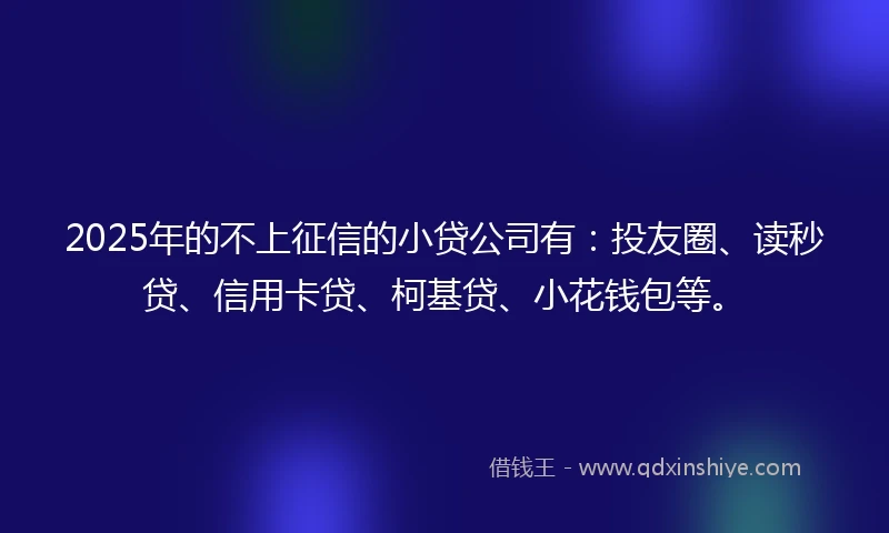 2025年的不上征信的小贷公司有：投友圈、读秒贷、信用卡贷、柯基贷、小花钱包等。