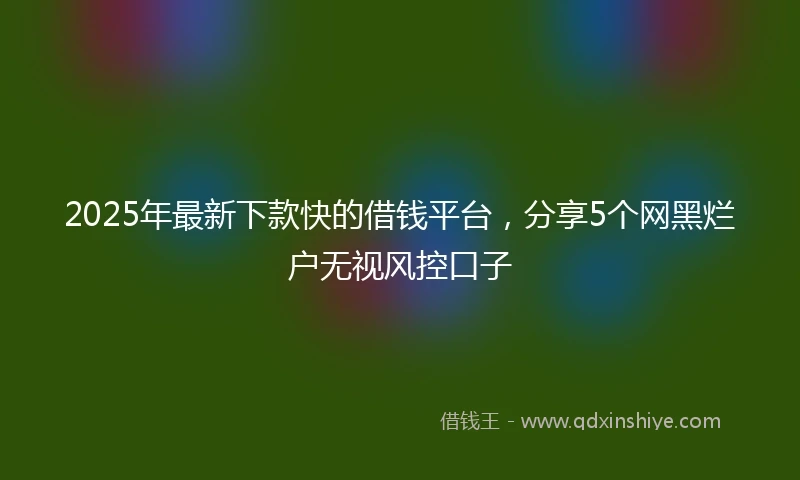 2025年最新下款快的借钱平台，分享5个网黑烂户无视风控口子
