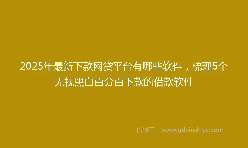 2025年最新下款网贷平台有哪些软件，梳理5个无视黑白百分百下款的借款软件