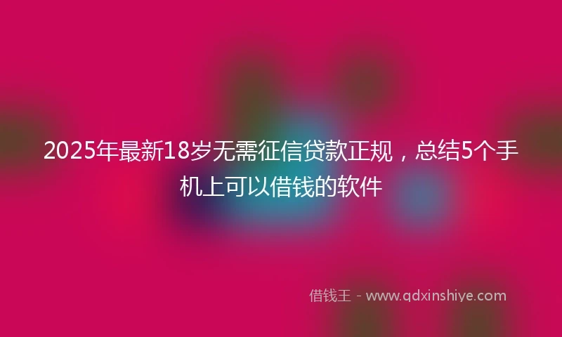 2025年最新18岁无需征信贷款正规，总结5个手机上可以借钱的软件