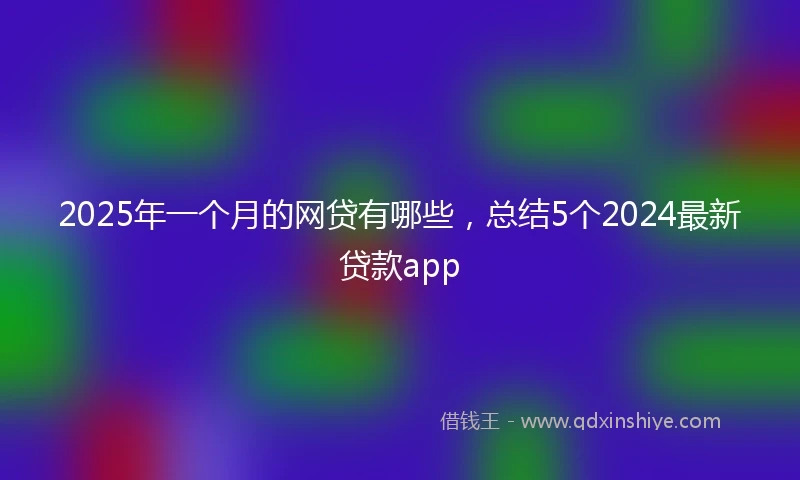 2025年一个月的网贷有哪些，总结5个2024最新贷款app