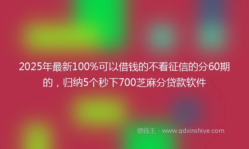 2025年最新100%可以借钱的不看征信的分60期的，归纳5个秒下700芝麻分贷款软件