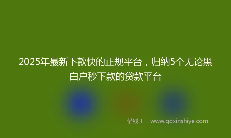 2025年最新下款快的正规平台，归纳5个无论黑白户秒下款的贷款平台