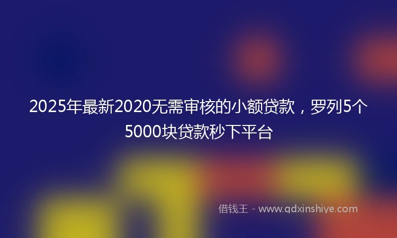 2025年最新2020无需审核的小额贷款，罗列5个5000块贷款秒下平台