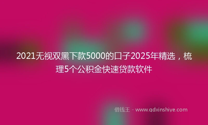 2021无视双黑下款5000的口子2025年精选，梳理5个公积金快速贷款软件