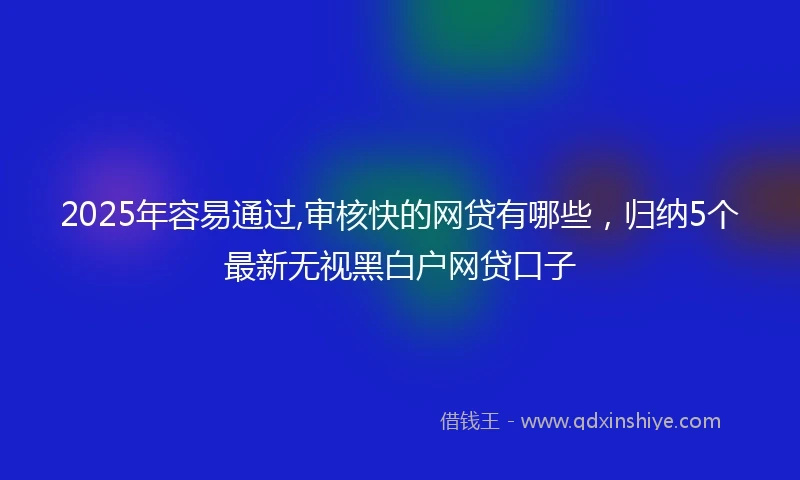 2025年容易通过,审核快的网贷有哪些，归纳5个最新无视黑白户网贷口子