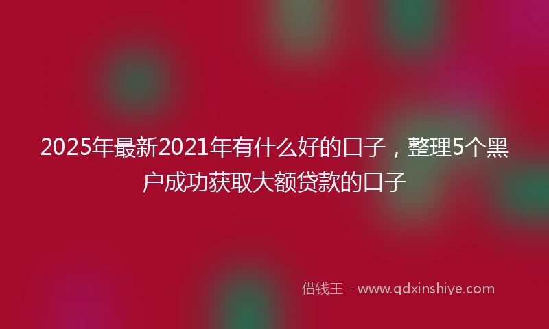2025年最新2021年有什么好的口子，整理5个黑户成功获取大额贷款的口子