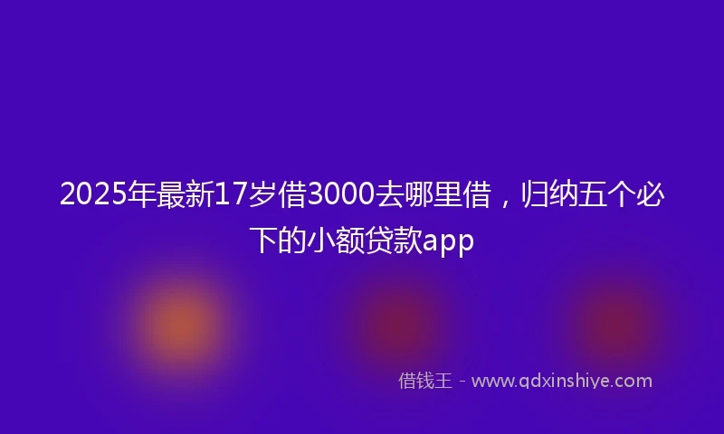 2025年最新17岁借3000去哪里借，归纳五个必下的小额贷款app