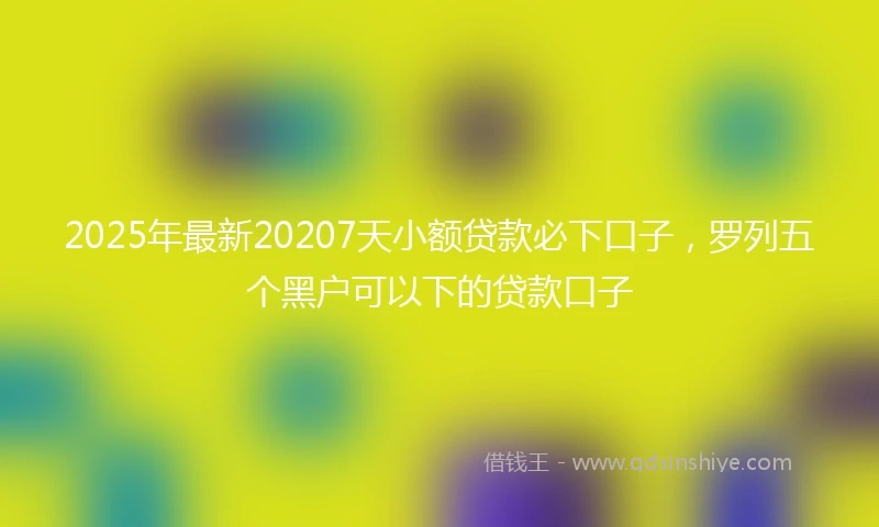 2025年最新20207天小额贷款必下口子，罗列五个黑户可以下的贷款口子
