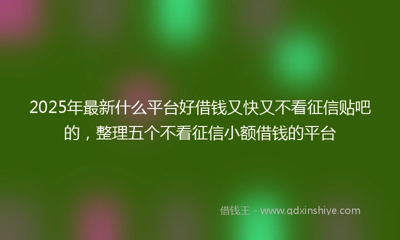 2025年最新什么平台好借钱又快又不看征信贴吧的，整理五个不看征信小额借钱的平台