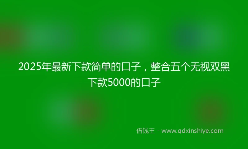 2025年最新下款简单的口子，整合五个无视双黑下款5000的口子