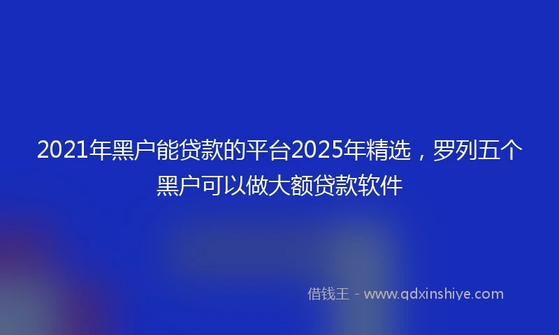 2021年黑户能贷款的平台2025年精选，罗列五个黑户可以做大额贷款软件