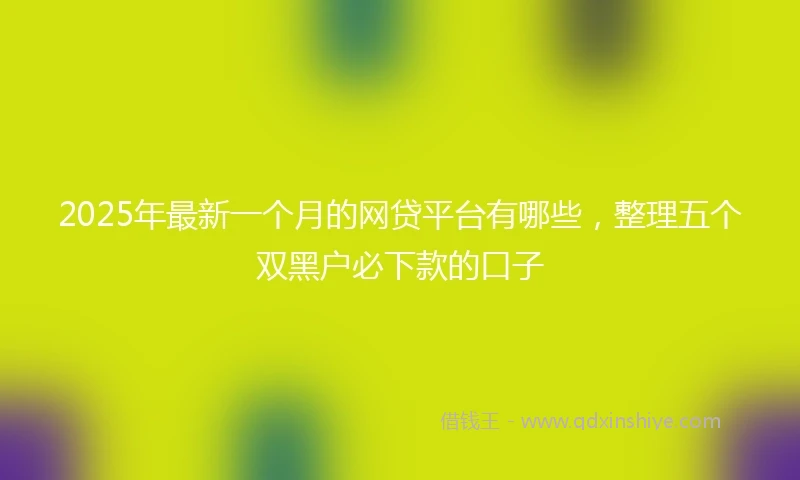 2025年最新一个月的网贷平台有哪些，整理五个双黑户必下款的口子